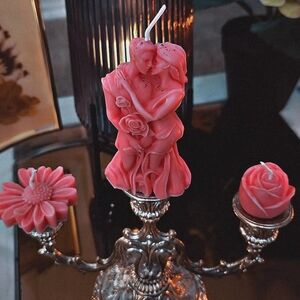 Romantic Rose Couple Candle Set – Hand Dressed - Floral